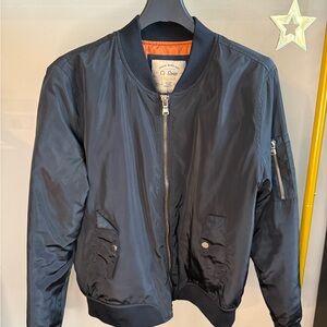 Ci Sono Midnight Black Bomber Jacket with Tangerine Lining